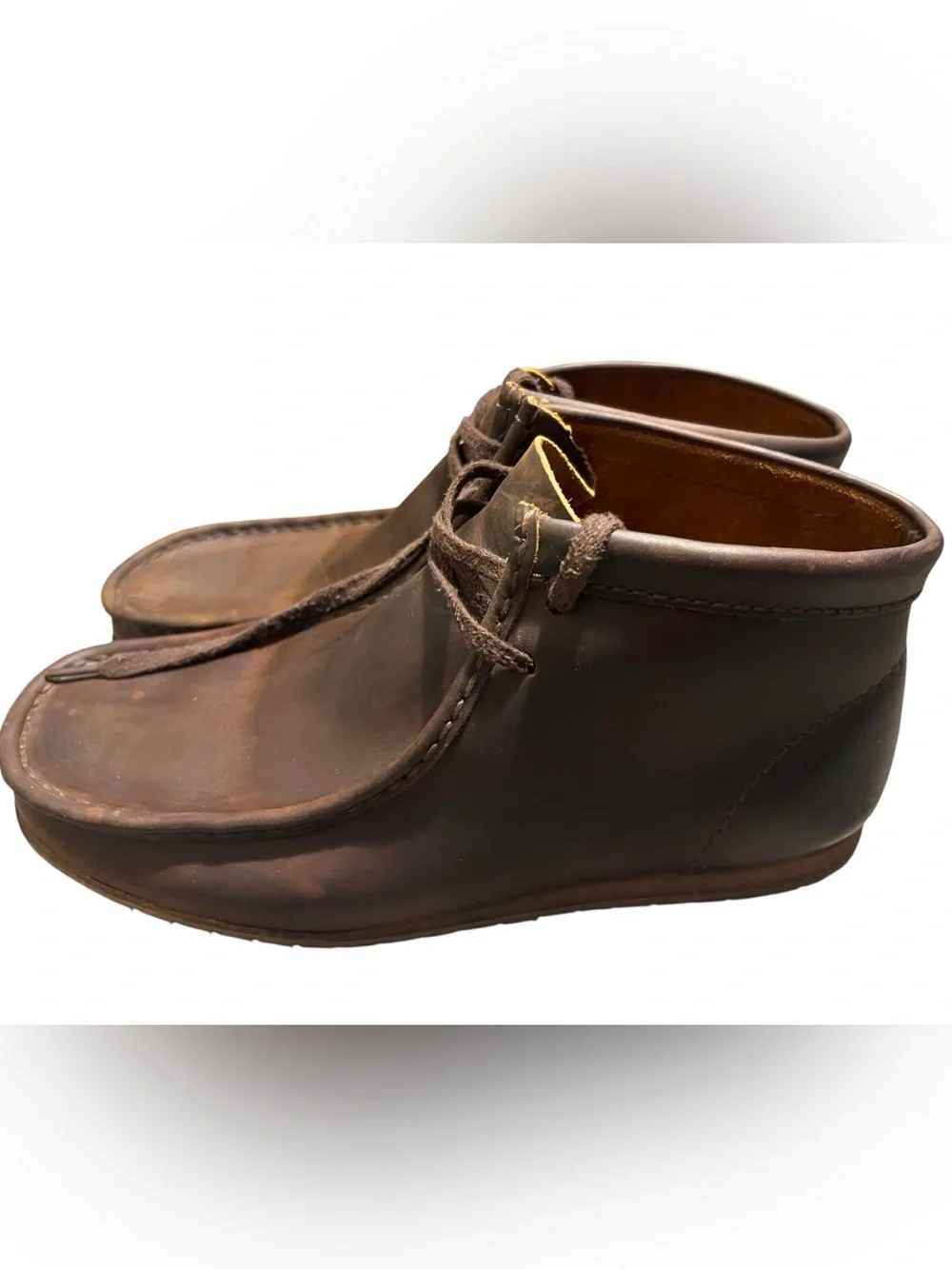 Clarks Originals Wallabee Boot Men 10.5 Brown Distressed Leather Moc Toe Lace Up